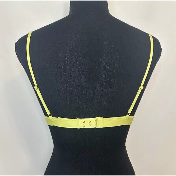 NWT Aerie Women's Neon Yellow in Striped Velvet Triangle Bralette Bra Size Small - Picture 2 of 8